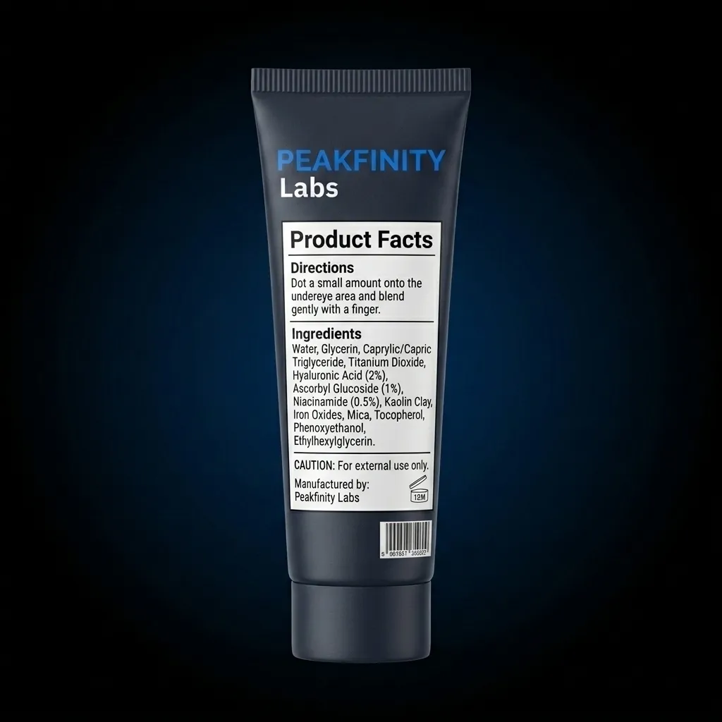 Private Label CC Undereye Corrector — representative back label artwork (Supplement Facts panel)