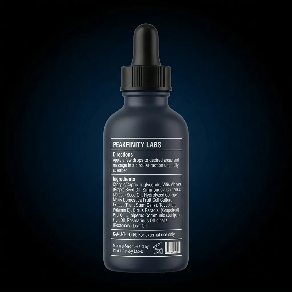 Private Label Cellulite & Skin Firming Massage Oil — representative back label artwork (Supplement Facts panel)
