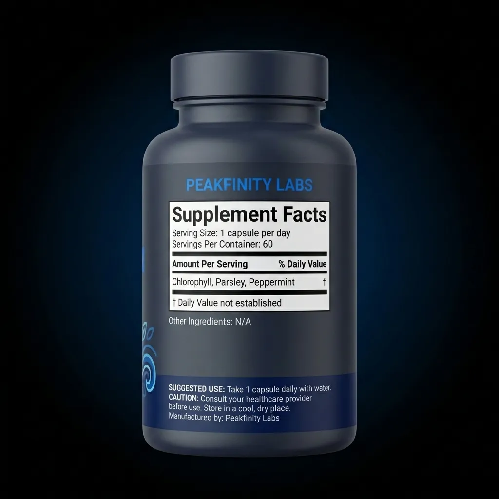 Chlorophyll Body Detox Capsules — back label / supplement facts