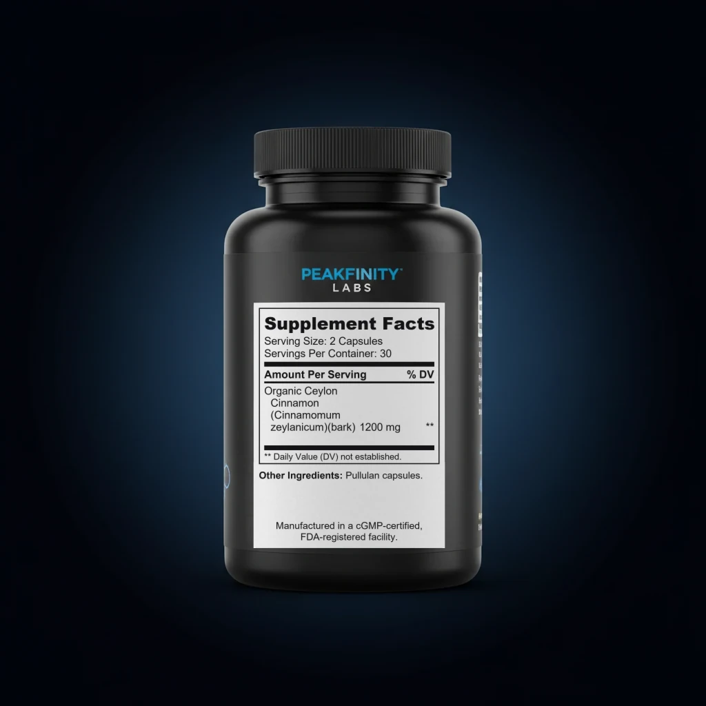 Cinnamon back label and ingredient panel