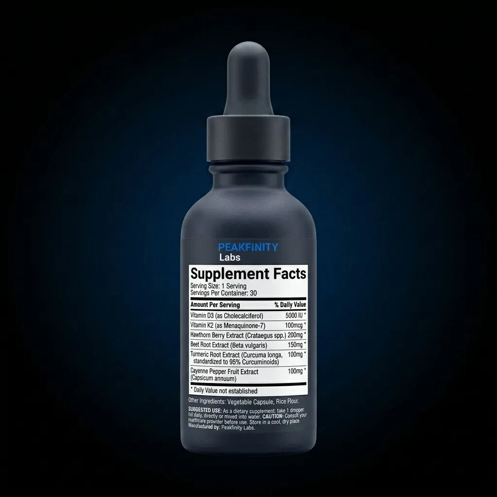 Cardiovascular & Vitality Liquid Drops — representative back label artwork (Supplement Facts panel)