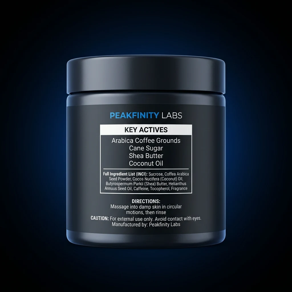 Coffee & Sugar Exfoliating Body Scrub — representative back label artwork (Supplement Facts panel)