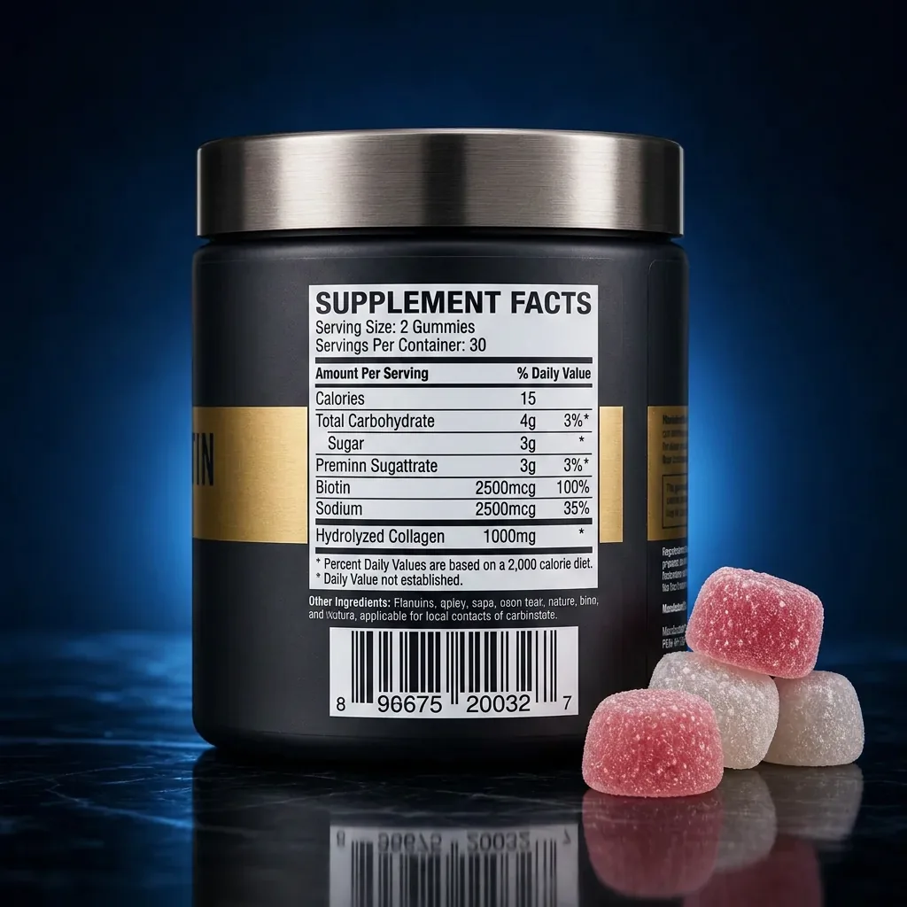 Beauty & Joint Support Collagen Gummies with Biotin — representative back label artwork (Supplement Facts panel)