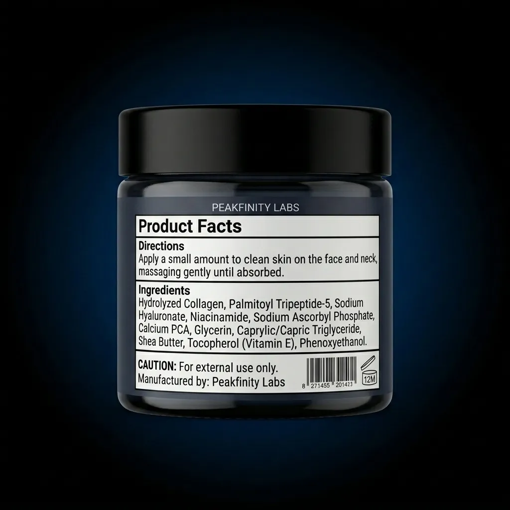 Collagen Boost Firming Skincare Balm Set — representative back label artwork (Supplement Facts panel)
