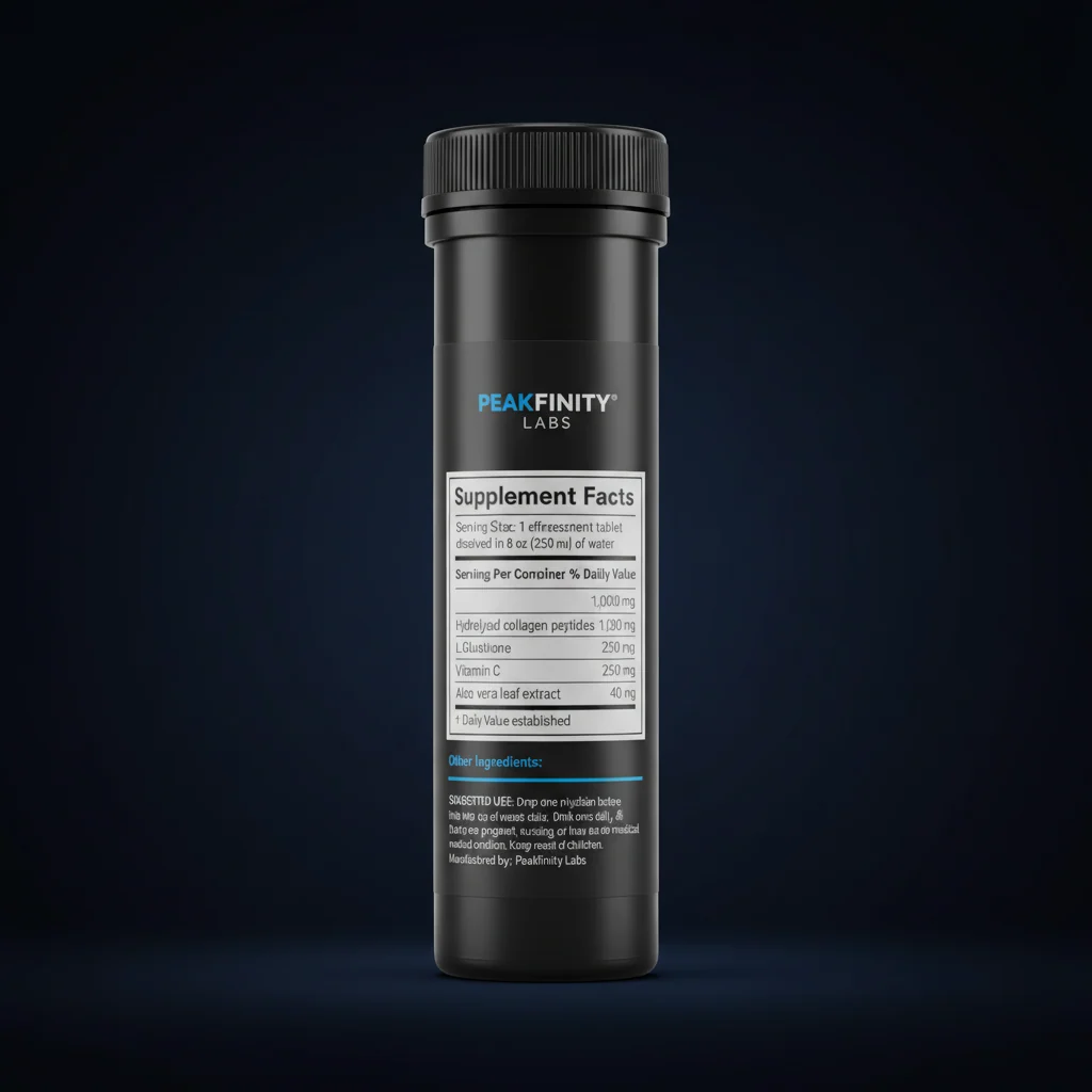Collagen, Glutathione & Vitamin C Skin Effervescent Tablets — back label / ingredients panel