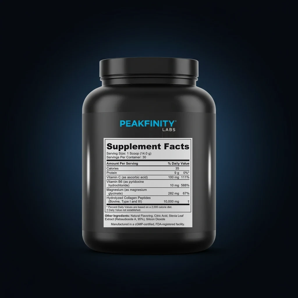 Collagen Protein Recovery Powder with Vitamin C back label and ingredient panel