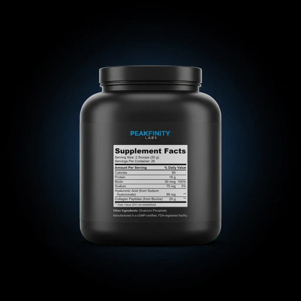 Collagen (Unflavored) back label and ingredient panel