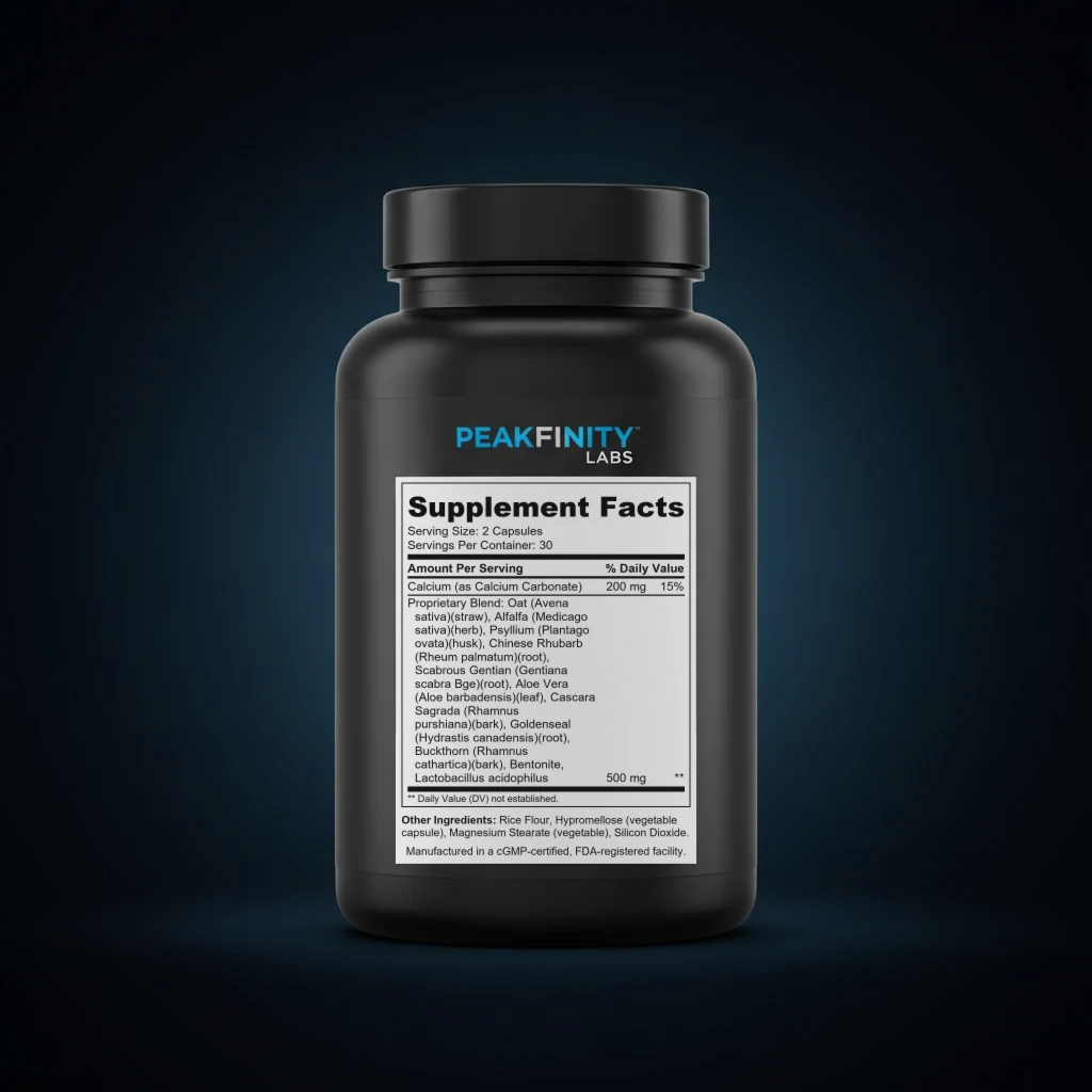 Colon Sweep back label and ingredient panel