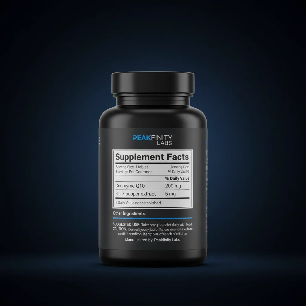 CoQ10 200mg Tablets — back label / ingredients panel