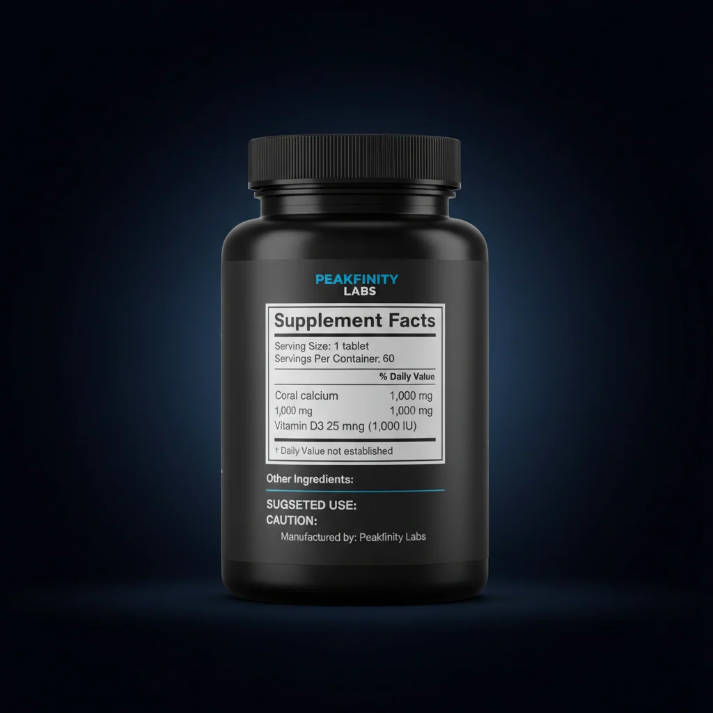 Coral Calcium & Vitamin D3 Tablets — back label / ingredients panel
