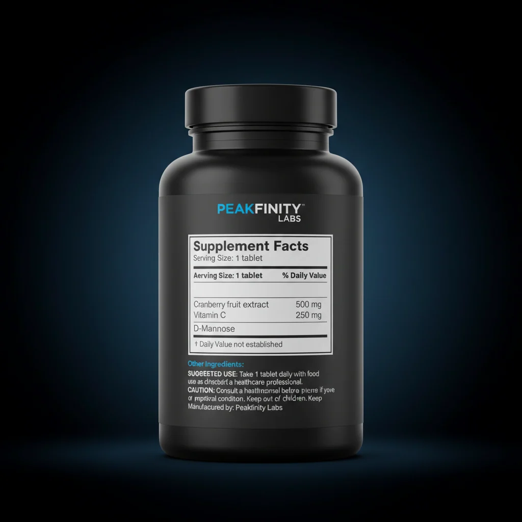 Cranberry PACs & Vitamin C Tablets — back label / ingredients panel