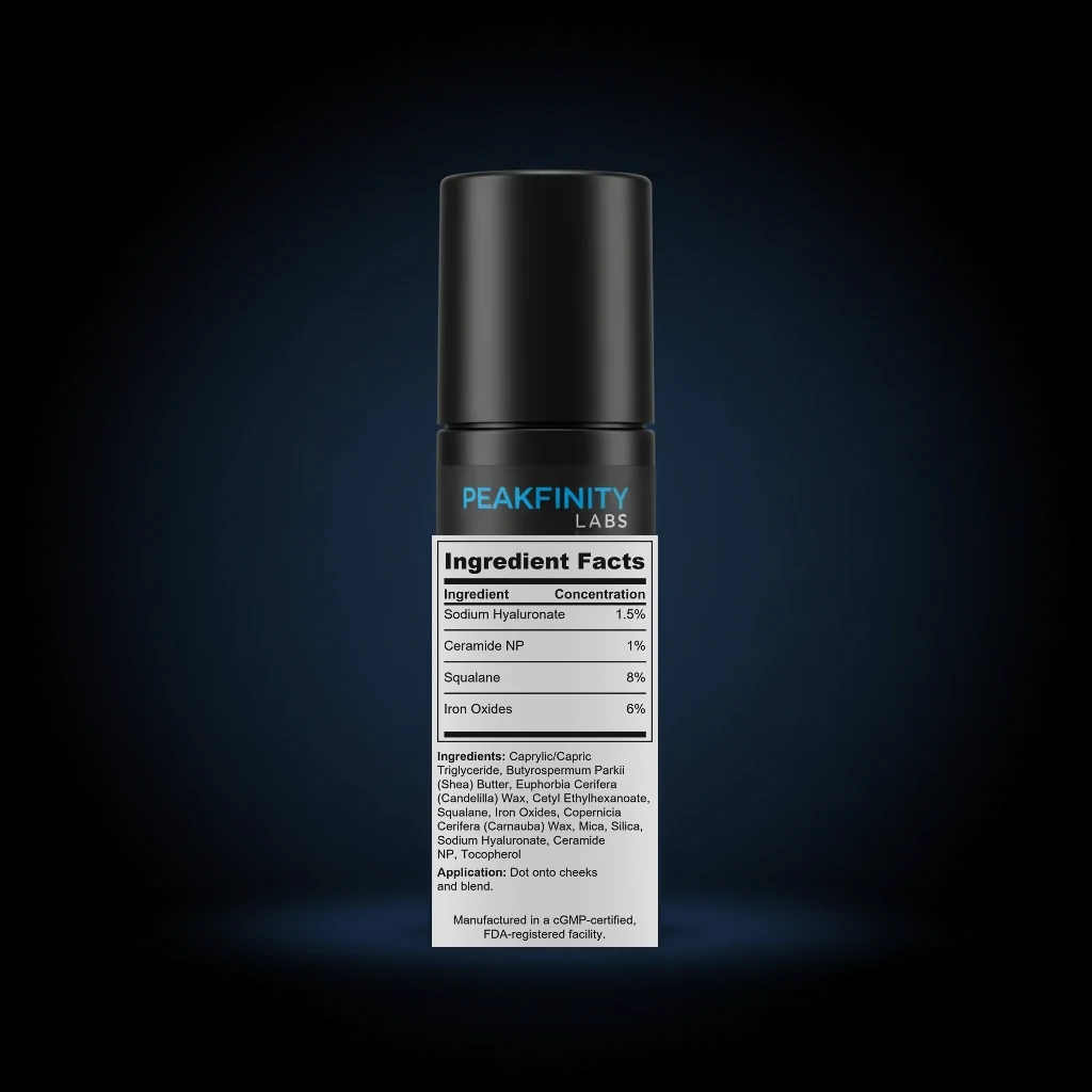 Cream Blush Stick back label and ingredient panel