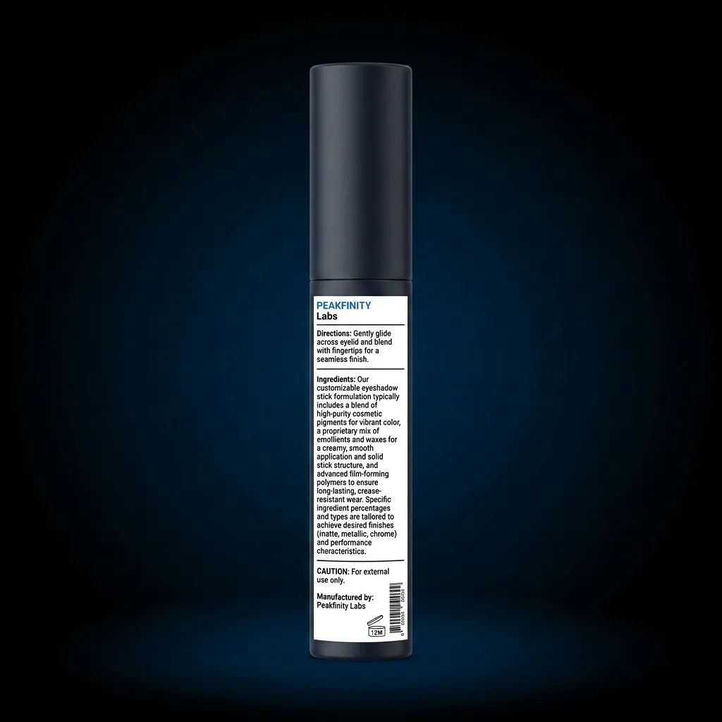 Private Label Creamy Eyeshadow Stick — representative back label artwork (Supplement Facts panel)