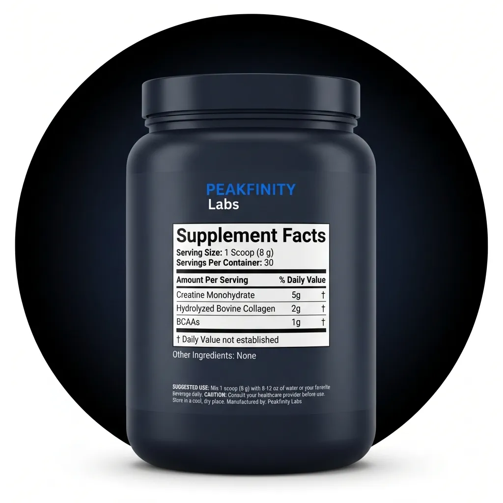 Creatine with Collagen & BCAA Fitness Powder — back label / supplement facts