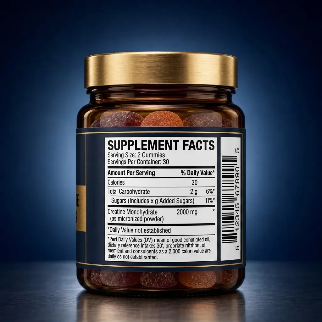 Creatine Monohydrate Performance Support Gummies - Mixed Fruit Flavor — representative back label artwork (Supplement Facts panel)