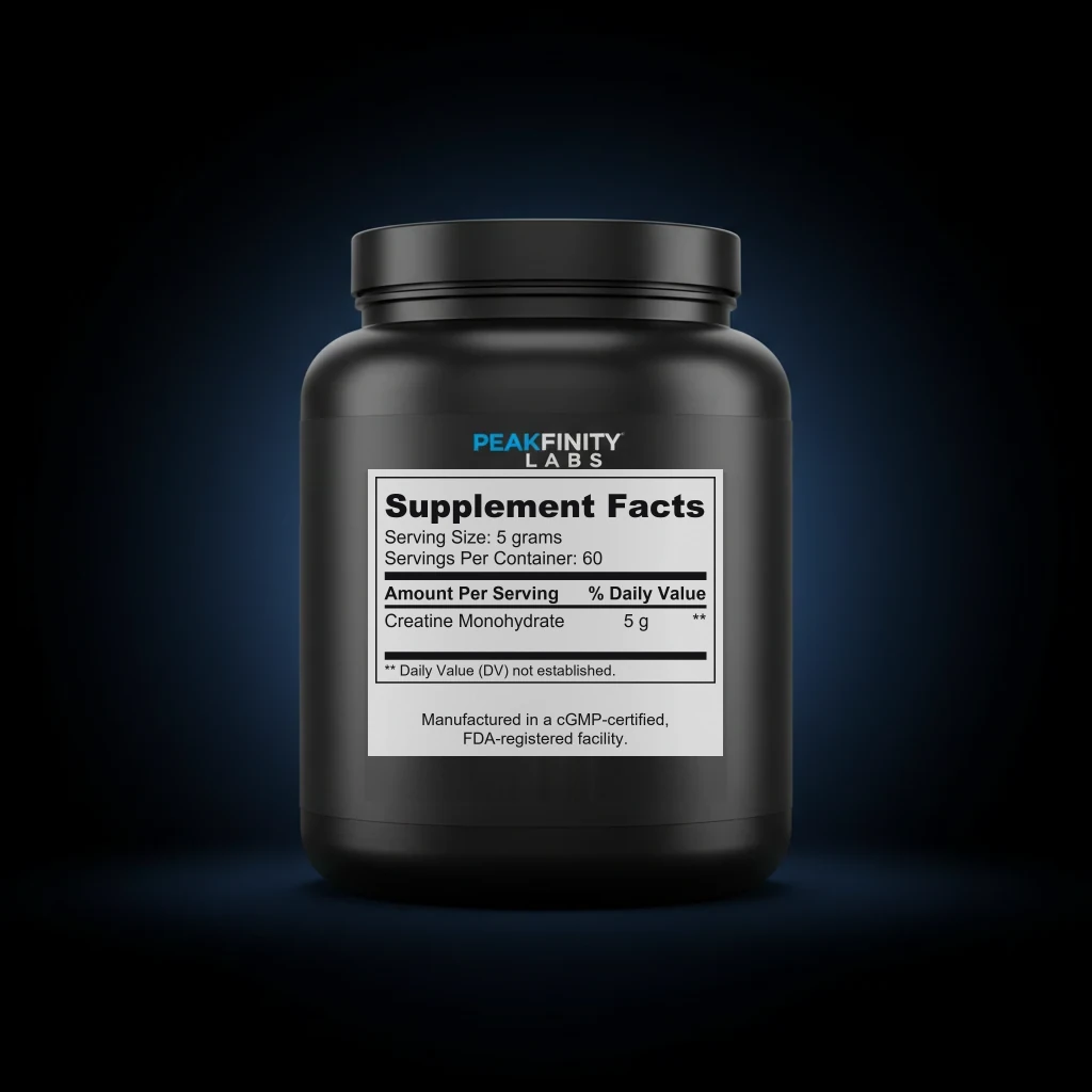 Creatine Powder back label and ingredient panel
