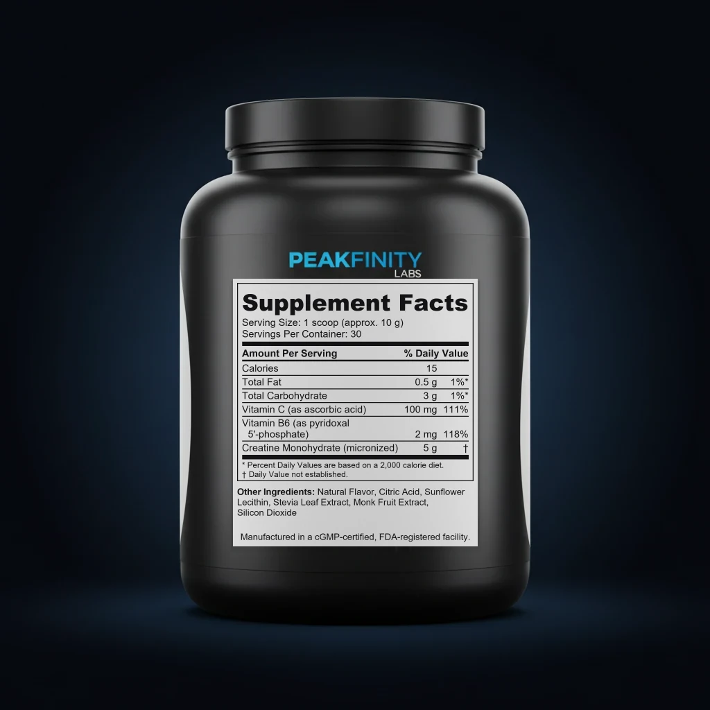 Creatine & Protein Lean Muscle Powder back label and ingredient panel
