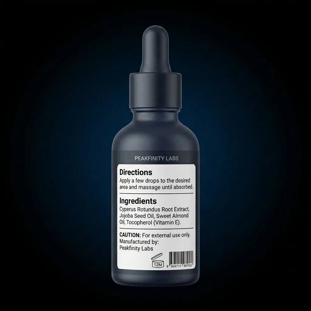 Botanical Hair Reduction Oil — representative back label artwork (Supplement Facts panel)