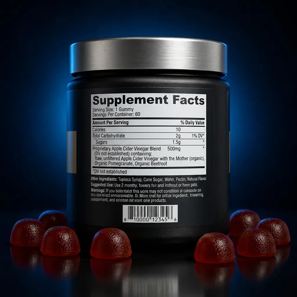 Daily Maintenance Apple Cider Vinegar Gummies for Metabolism & Immunity — representative back label artwork (Supplement Facts panel)