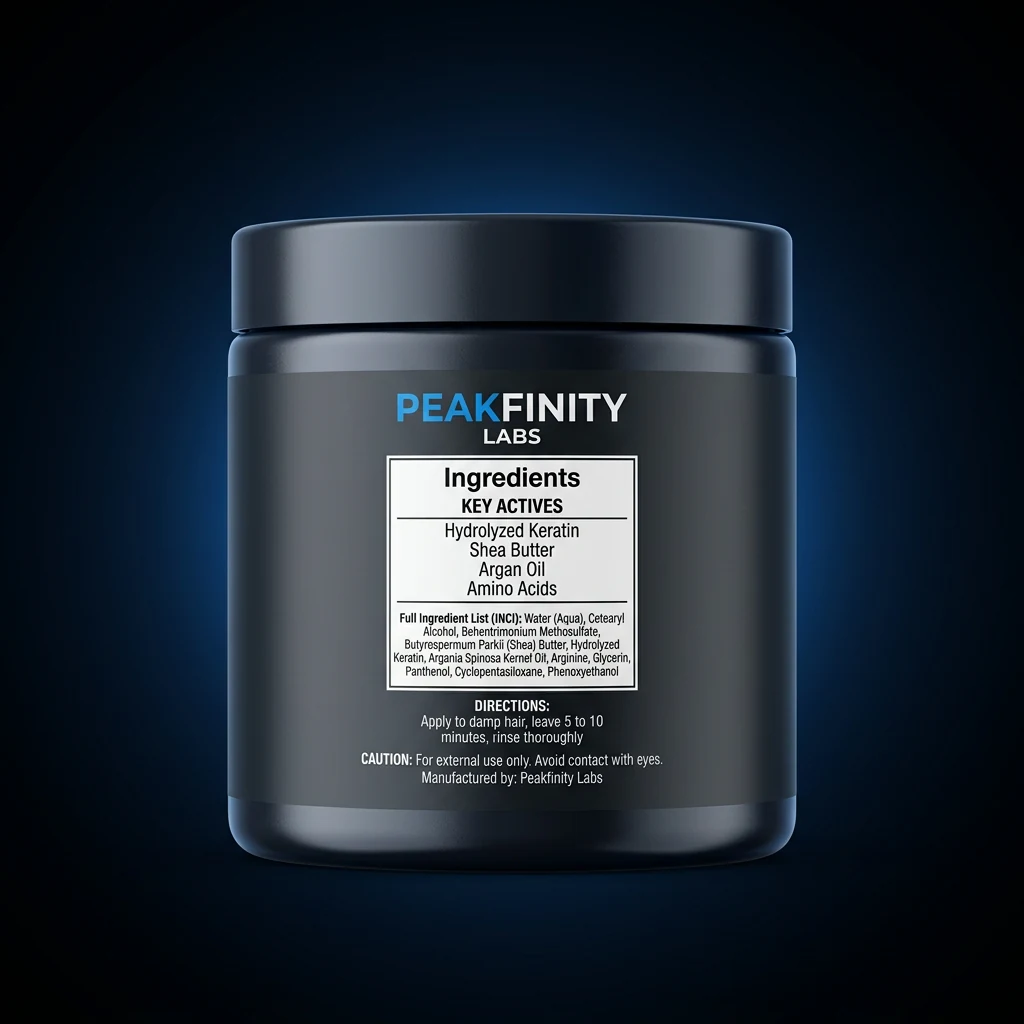 Deep Conditioning Hair Mask with Keratin — representative back label artwork (Supplement Facts panel)