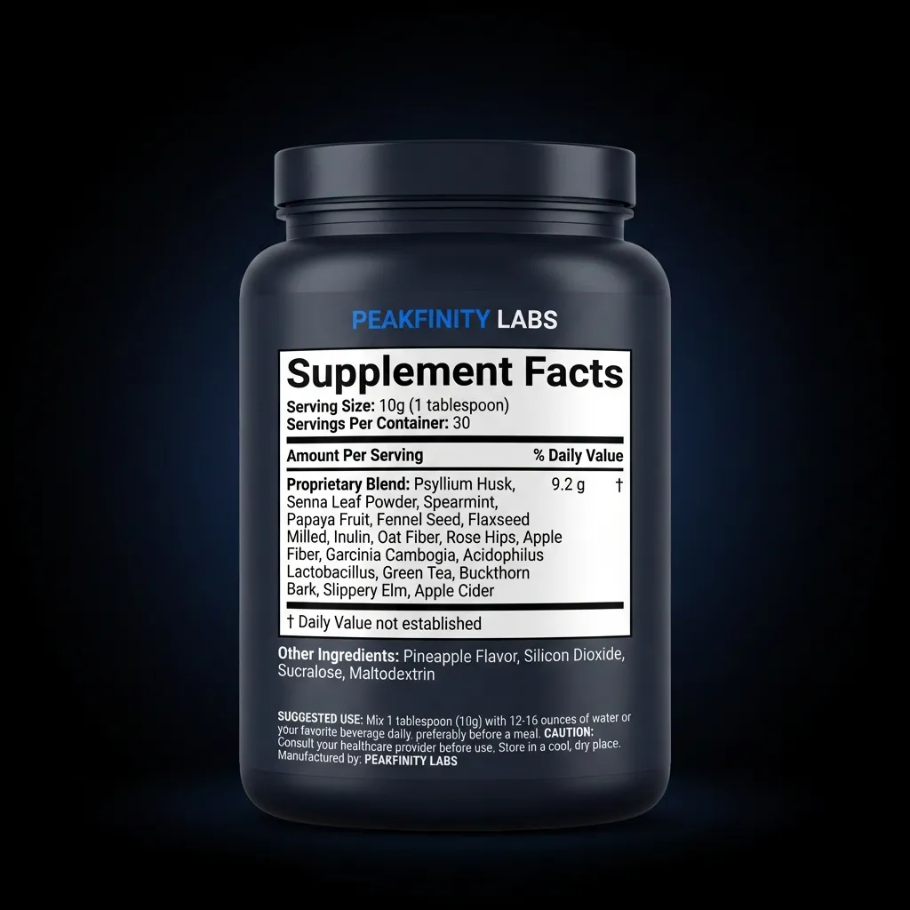 Detox Fiber Supplement Powder — back label / supplement facts