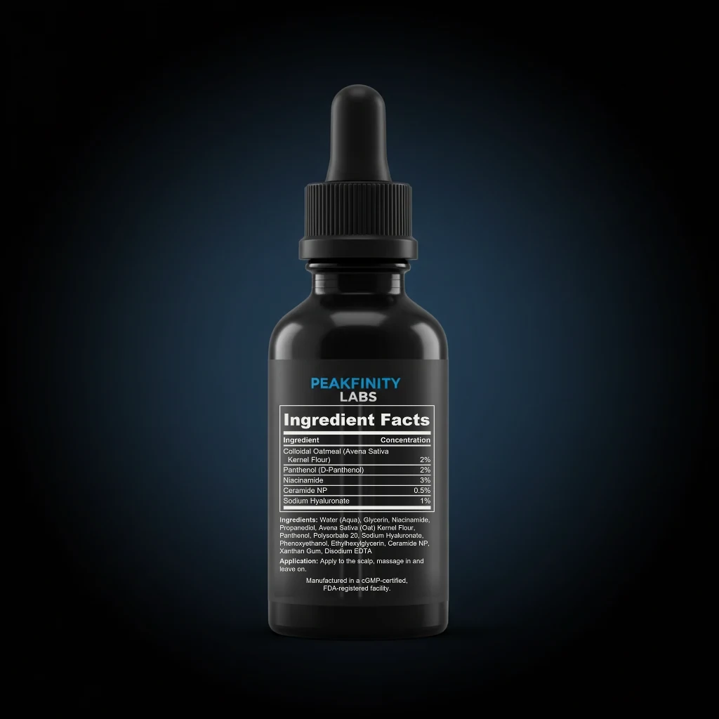 Dry Scalp Soothing Serum with Oat & Panthenol back label and ingredient panel