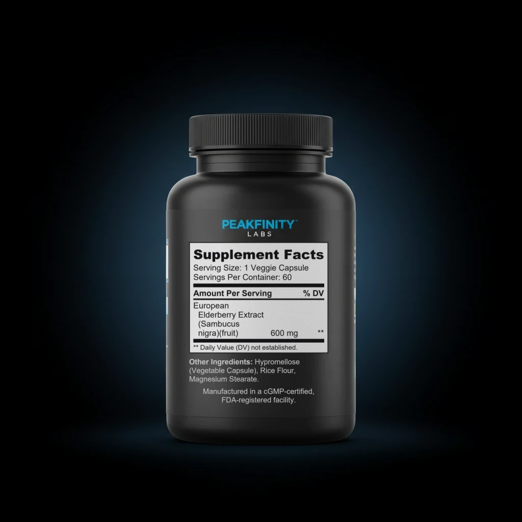 Elderberry back label and ingredient panel