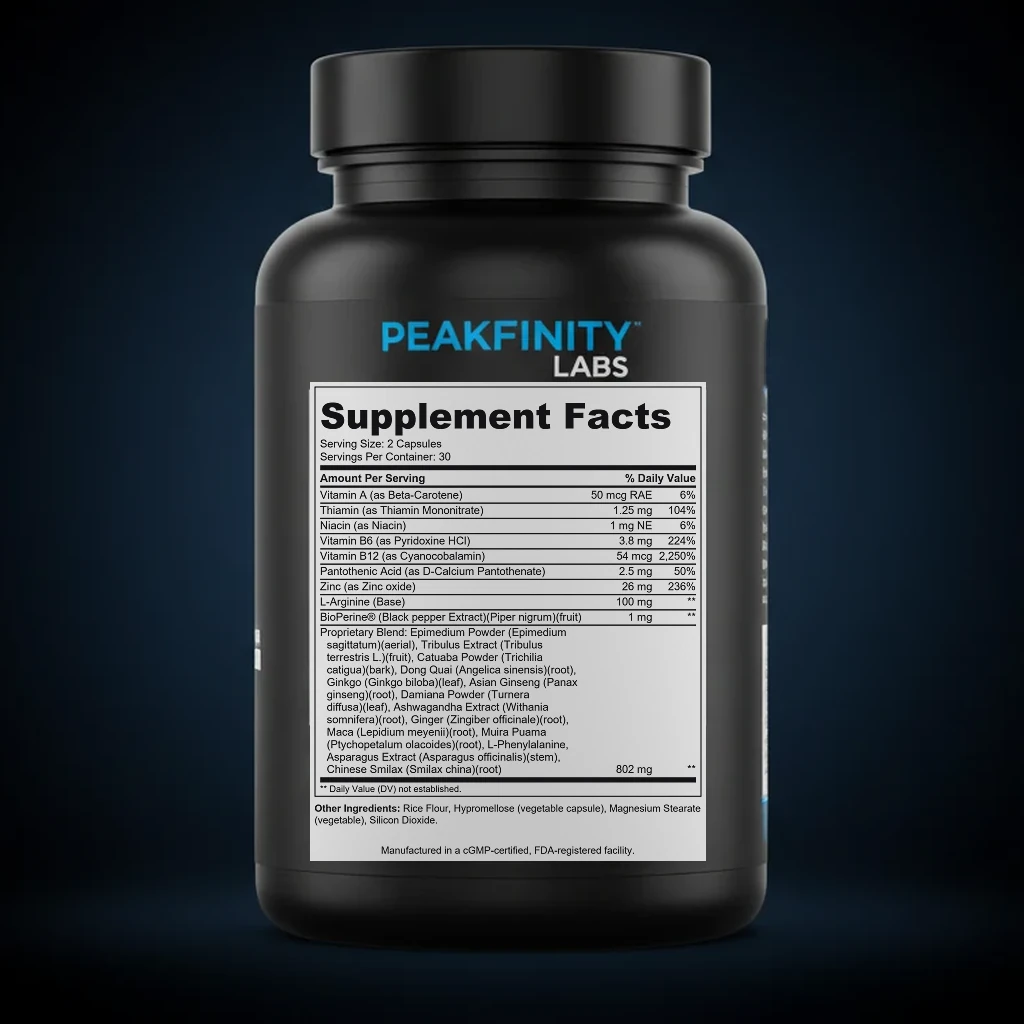 Female Enhancement back label and ingredient panel