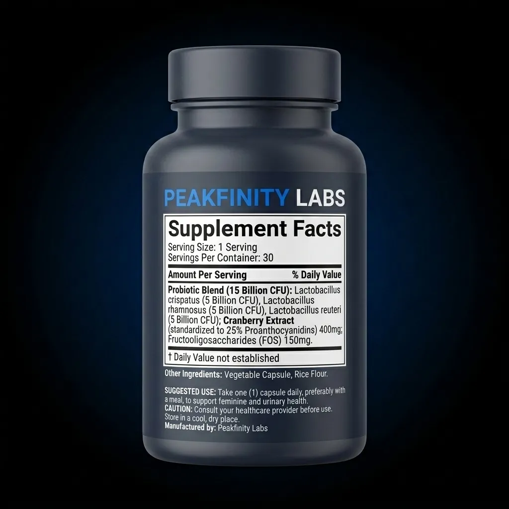 Feminine Health Probiotic with Cranberry & Prebiotics — representative back label artwork (Supplement Facts panel)