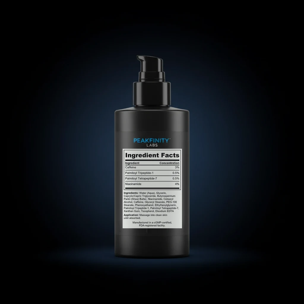 Firming Body Cream with Caffeine & Peptides back label and ingredient panel