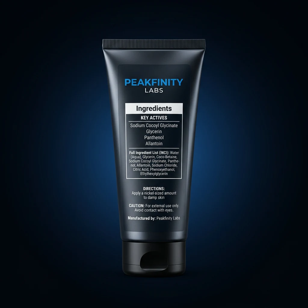 Gentle Amino Acid Facial Cleanser — representative back label artwork (Supplement Facts panel)