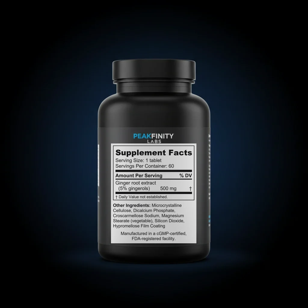 Ginger Root Extract Tablets — back label / ingredients panel