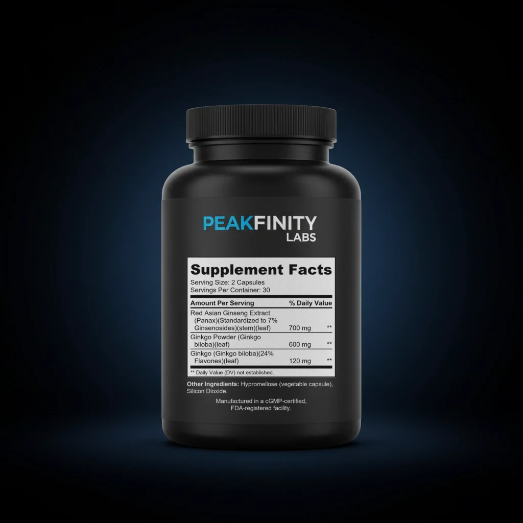 Ginkgo Biloba back label and ingredient panel