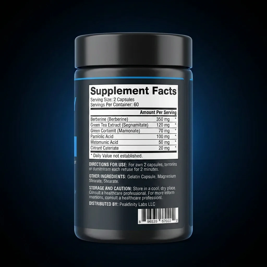 GLP-1 Support Metabolic Capsules with Berberine — representative back label artwork (Supplement Facts panel)