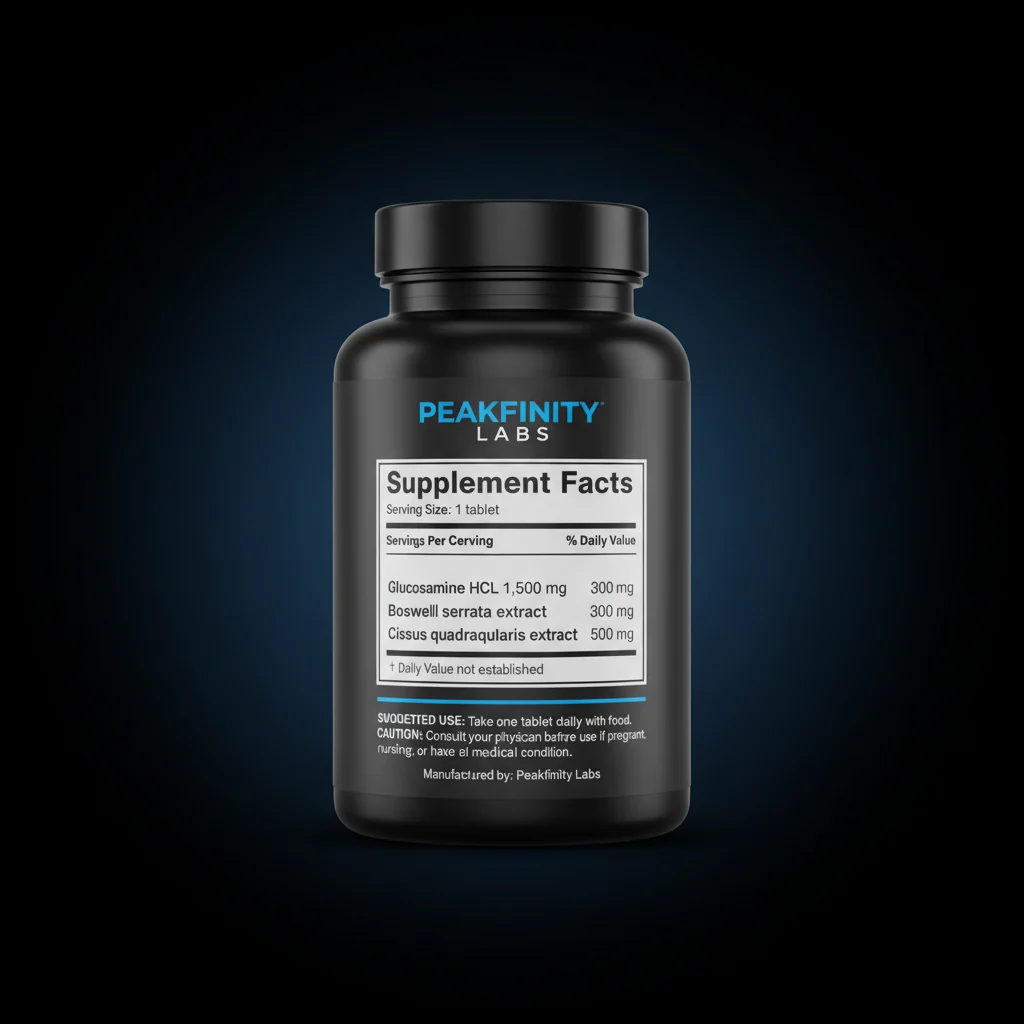 Glucosamine with Boswellia & Cissus Tablets — back label / ingredients panel