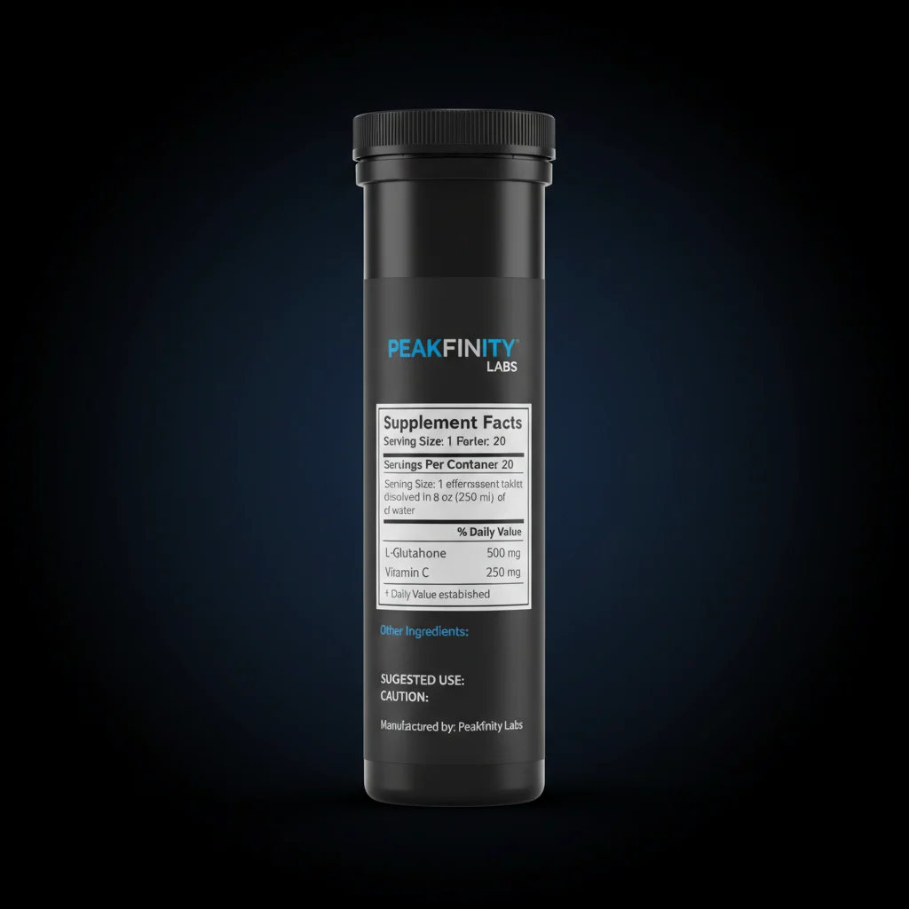 Glutathione & Vitamin C Effervescent Tablets — back label / ingredients panel