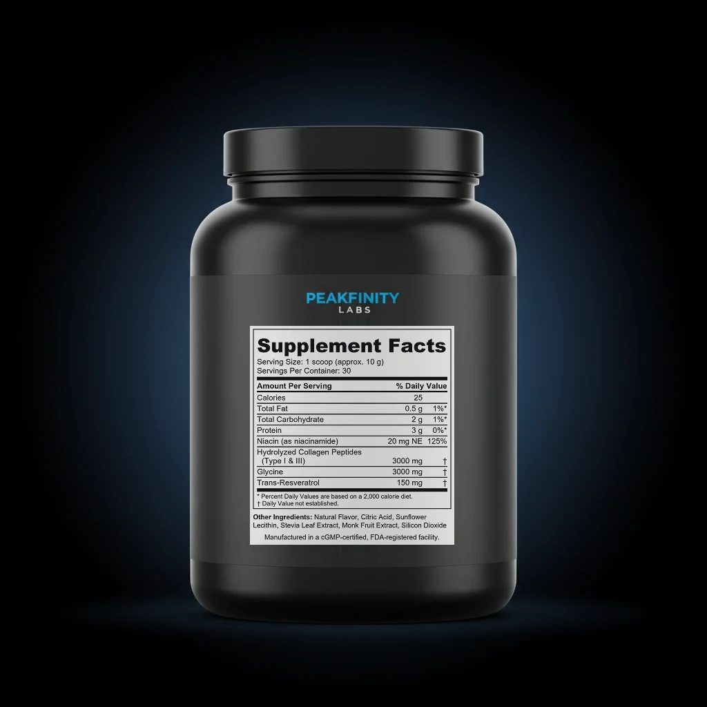 Glycine 3000mg Sleep & Collagen Powder back label and ingredient panel