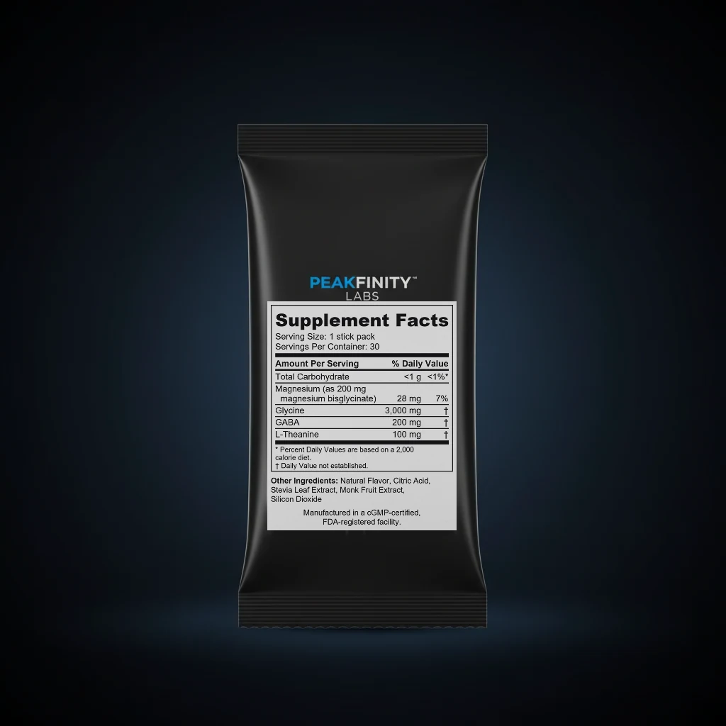 Glycine & GABA Deep Sleep Powder Sticks back label and ingredient panel