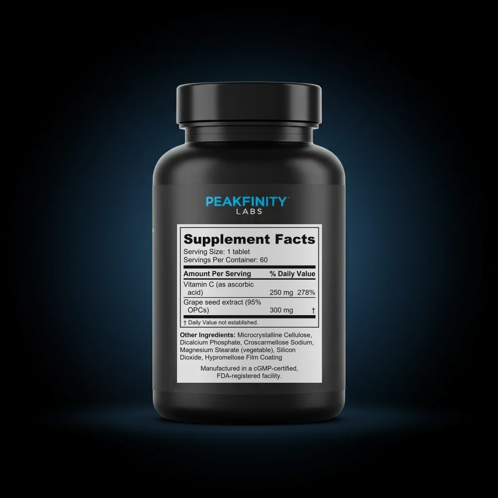 Grape Seed Extract & Vitamin C Tablets — back label / ingredients panel
