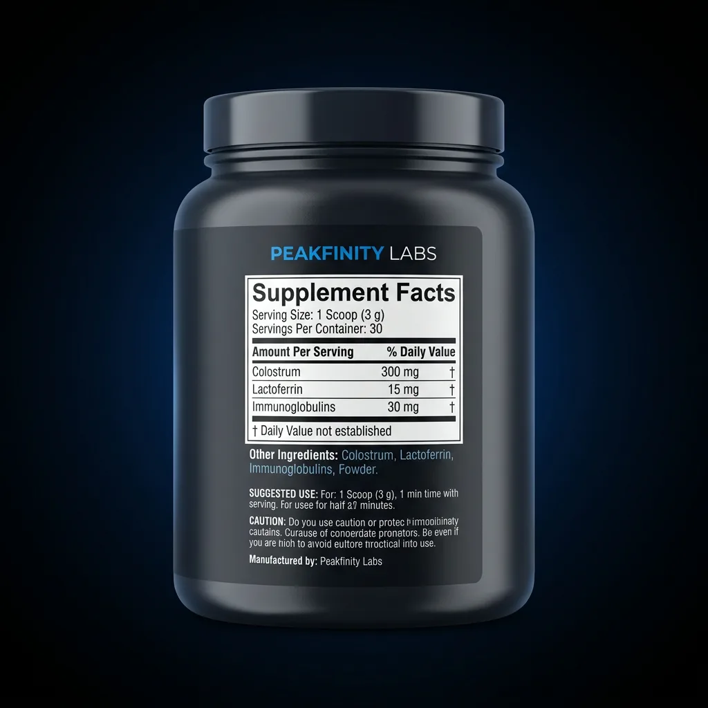 Grass-Fed Bovine Colostrum Gut & Immune Powder — representative back label artwork (Supplement Facts panel)