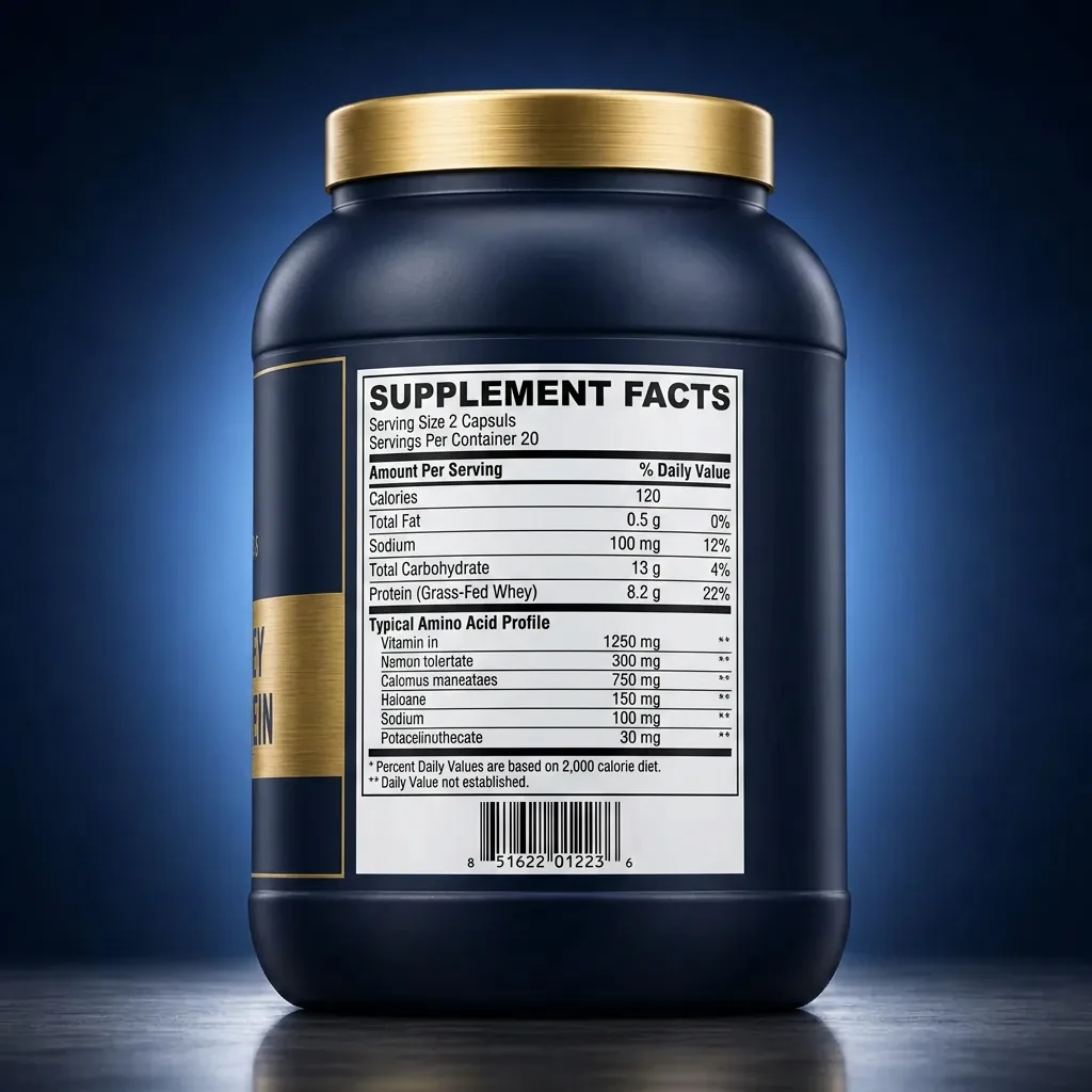 Grass-Fed Whey Recovery Protein Powder with Multivitamin Blend — representative back label artwork (Supplement Facts panel)