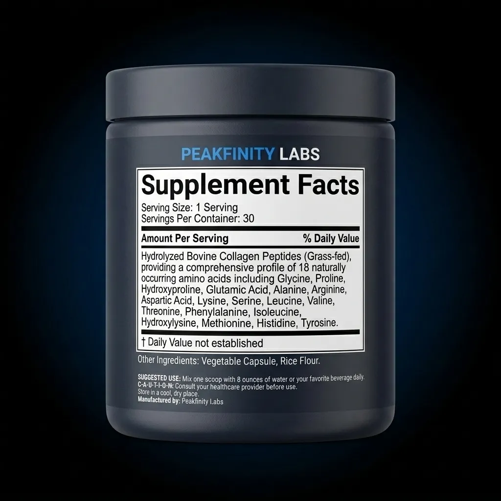 Grass-Fed Collagen Bio-Peptides Powder — representative back label artwork (Supplement Facts panel)