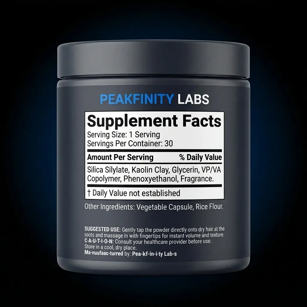 Volumizing Hair Texture Powder — representative back label artwork (Supplement Facts panel)