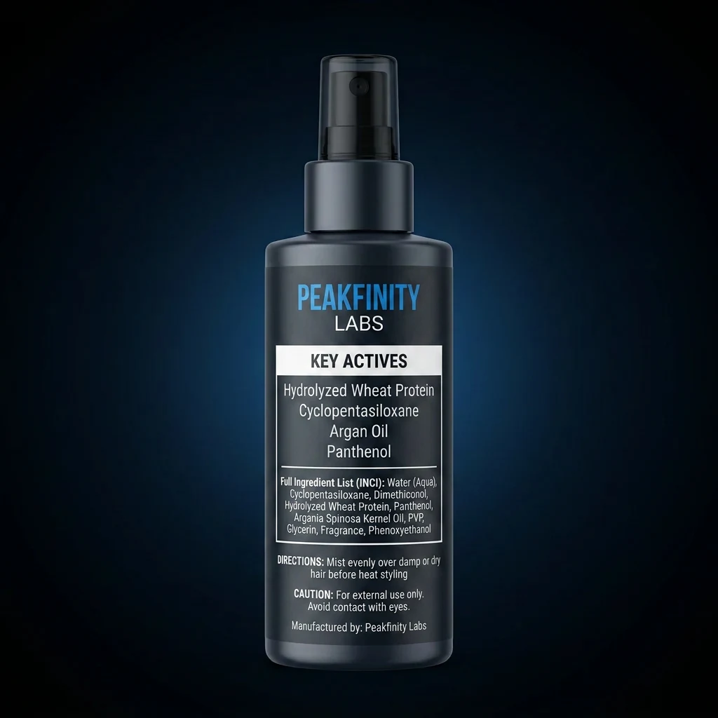 Heat Protectant & Shine Hair Mist — representative back label artwork (Supplement Facts panel)