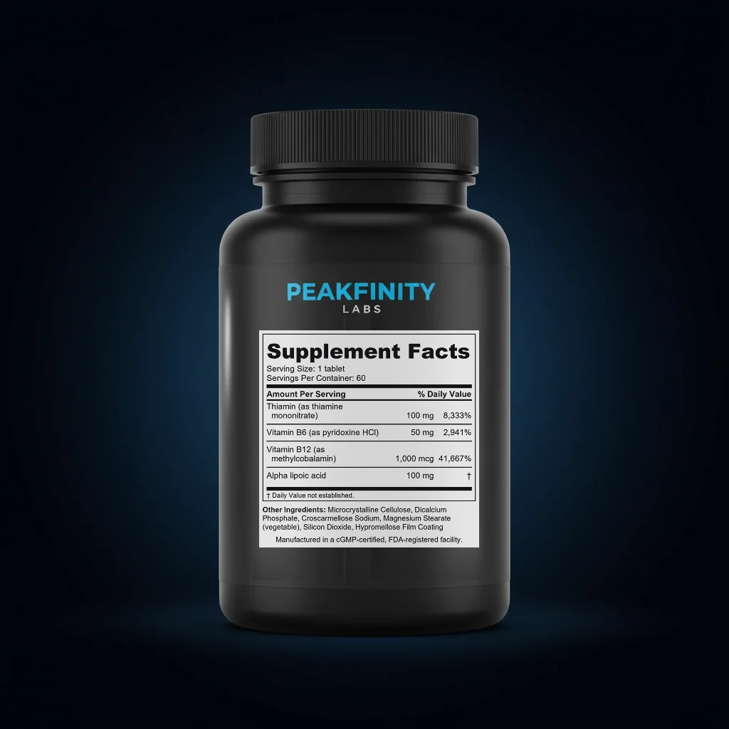 High-Potency B1, B6 & B12 Nerve Tablets — back label / ingredients panel