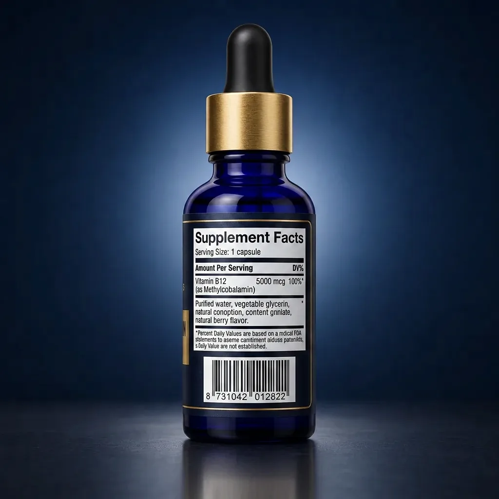High-Potency Methylcobalamin B12 Liquid Drops - Mixed Berry — representative back label artwork (Supplement Facts panel)