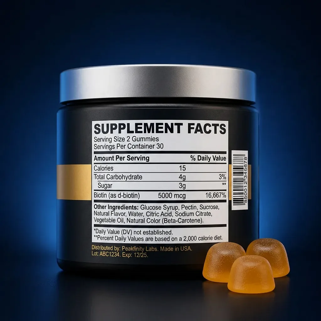High-Potency Biotin Pectin Beauty Gummies — representative back label artwork (Supplement Facts panel)