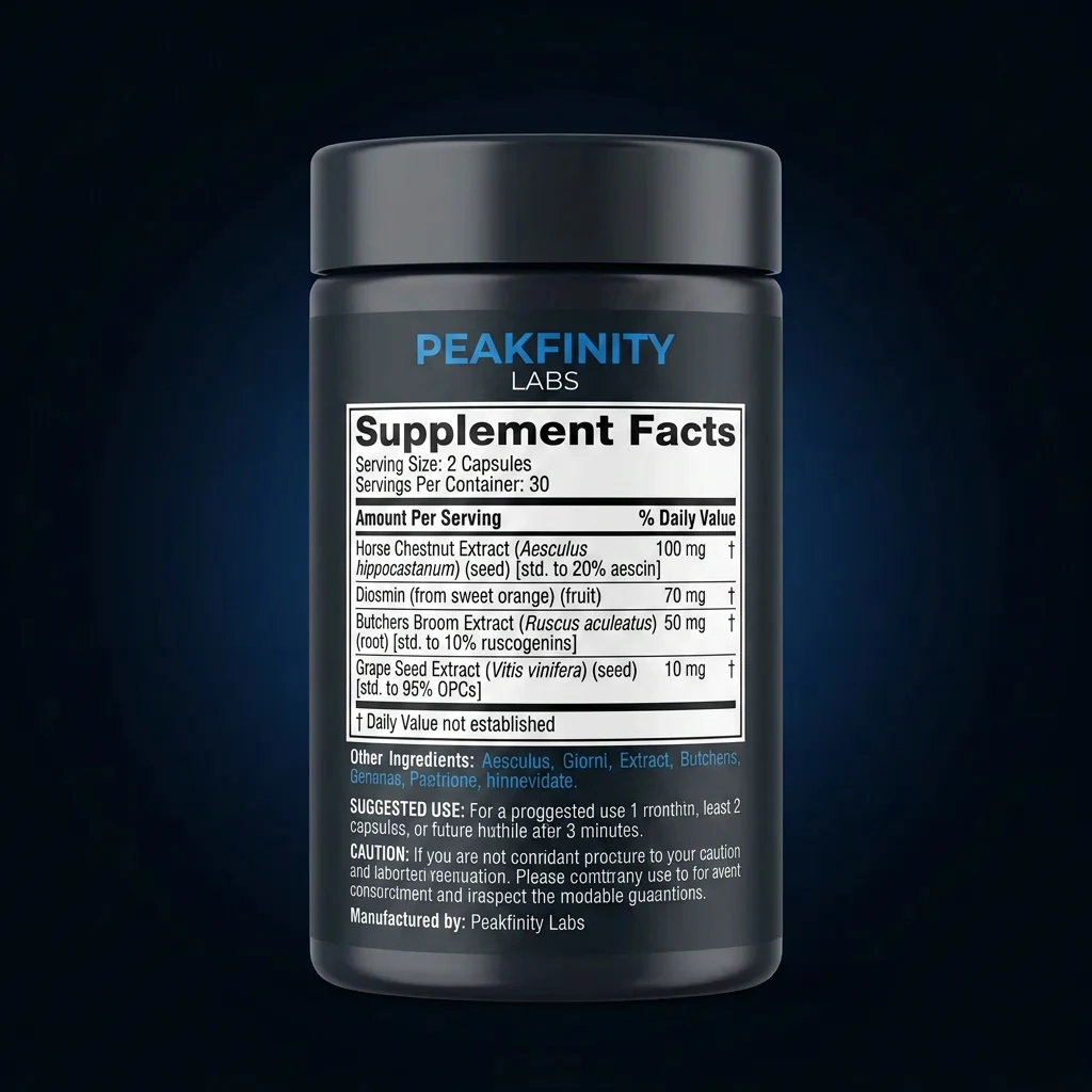 Horse Chestnut Vein Comfort Capsules — representative back label artwork (Supplement Facts panel)