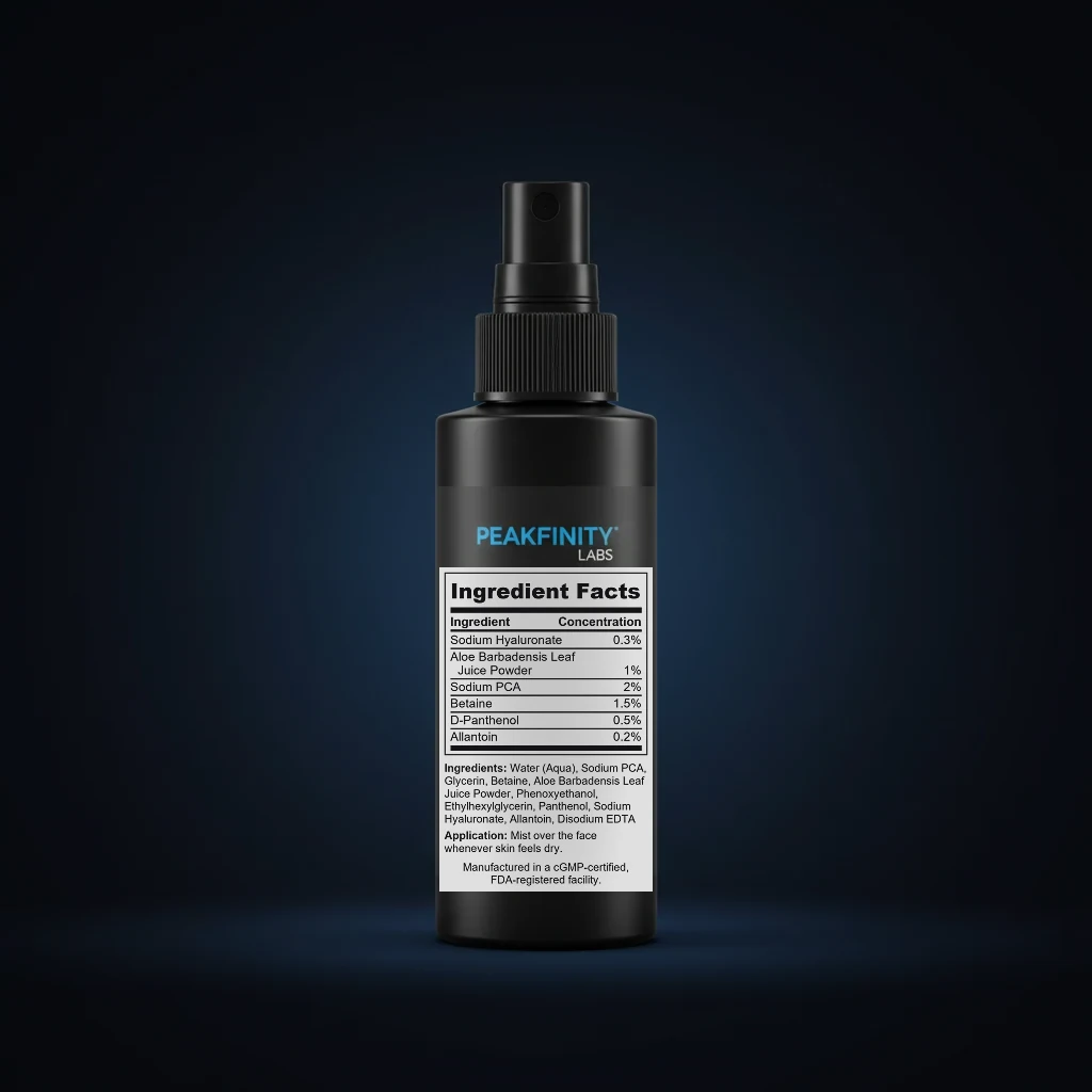 Hydrating Facial Mist with Hyaluronic Acid & Aloe back label and ingredient panel