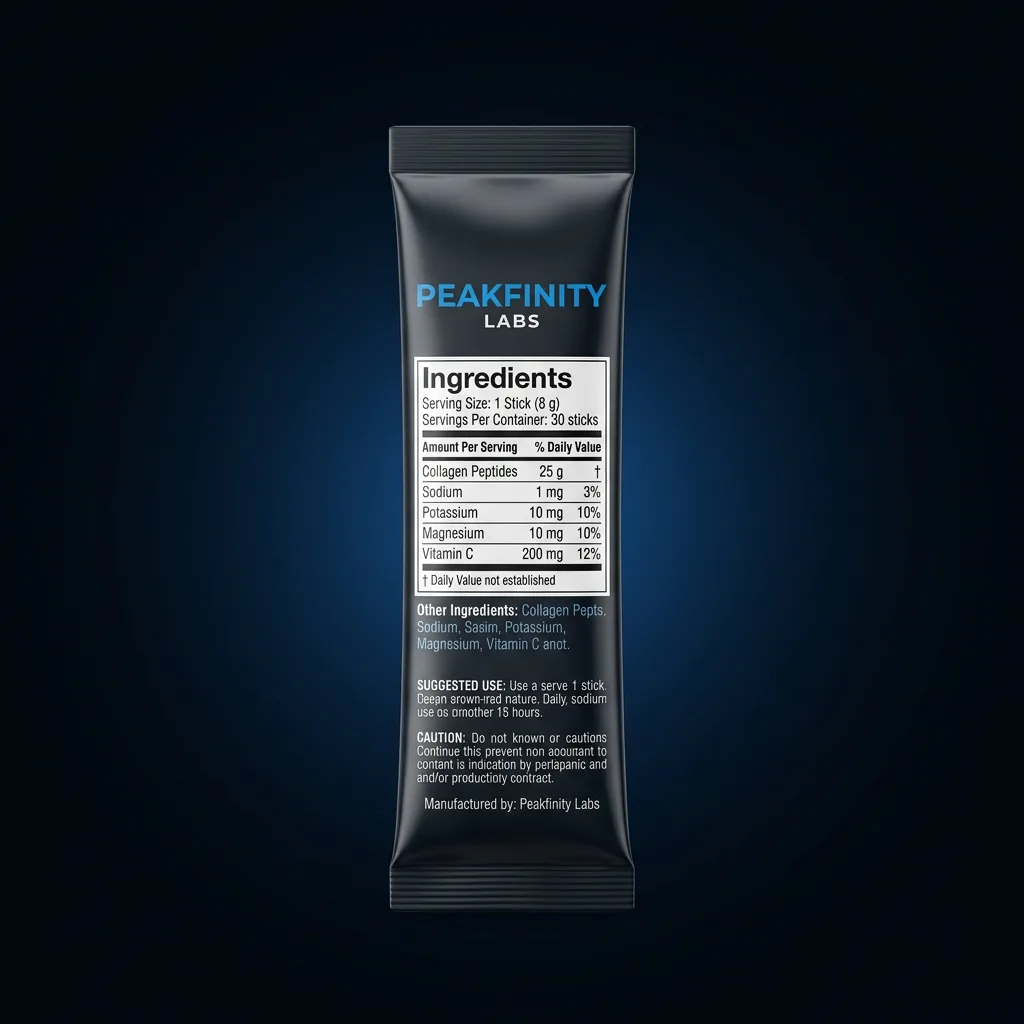 Hydration + Collagen Electrolyte Sticks — representative back label artwork (Supplement Facts panel)
